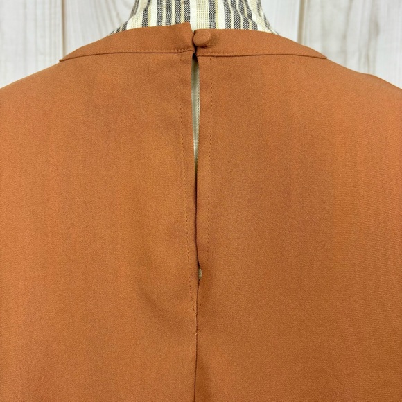 Nine West Top Twist Front Long Sleeve Dressy Comfort Blouse Rust Size Large - Picture 6 of 14
